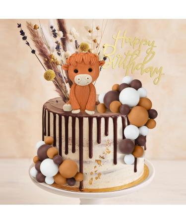Kigley 25 Pcs Highland Cow Cake Toppers Highland Cow Figurine Foam Balls Mini Balloons Cake Toppers Acrylic Birthday Highland Cattle Cake Decoration for Highland Cow Farm Animal Birthday Party - Buy Online on SooperMarket.com