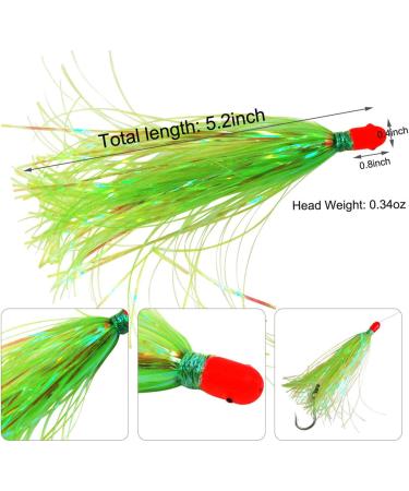 Fishing Jig Head Mylar Flash Teaser Tail Saltwater Lure Mix 10pcs - 0.34oz Sliding Weight Head Skirt Teaser in 5 Colors - Buy Online on SooperMarket.com