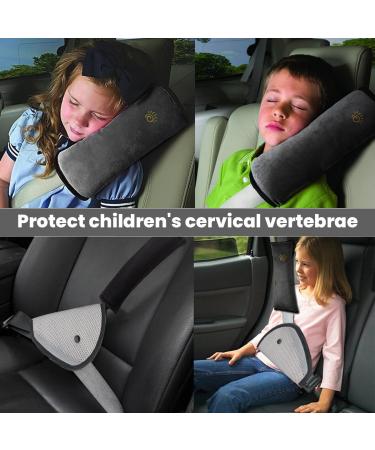Zeyou Children Seat Belt Pads Set | 2 pcs Removable Car Seat Belt Shoulder Pads & Pillows | Gray Safety Cushions for Kids in Car & Stroller - Buy Online on SooperMarket.com