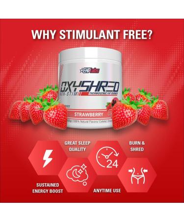 EHP Labs OxyShred Non Stimulant Thermogenic Pre Workout Powder - Stim Free Pre Workout Caffeine Free Preworkout for Men & Women - Non Stim Preworkout - Sugar Free Energy Powder - Strawberry Sunrise 60 Servings - Buy Online on SooperMarket.com