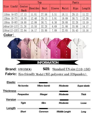SWOMOG Kids Silk Pyjamas Set Short Sleeve Button-Down Nightwear Teens Sleepwear 10-11 Years Champagne - Buy Online on SooperMarket.com