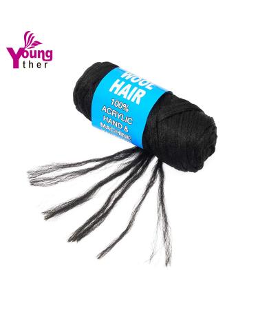 100% Brazilian Wool Hair Acrylic Yarn for African Braids/Senegalese Twist/Faux Locs/Wraps - Natural Black (4pcs) with Crochet Hook - Buy Online on SooperMarket.com