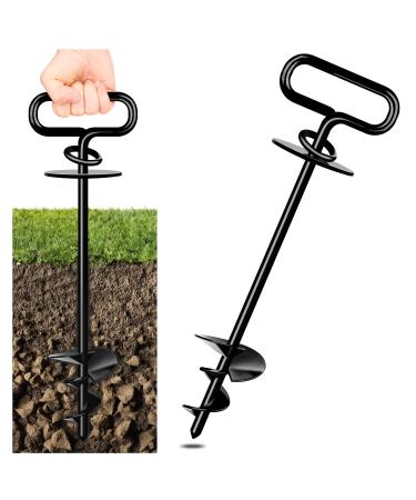 Ground Anchor Dog Dog Stake for Medium to Large Dogs up to 220 lbs Spiral Blade Dog Stake for Yard Beach Lawn Outdoor (Black)