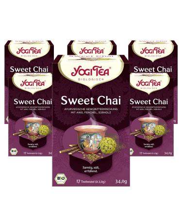 Yogi Tea Sweet Chai Ayurvedic organic spice and herbal tea naturally caffeine-free mixture of anise fennel and licorice yogi tea 6 Pack 6x17 bag (102 tea bags as a whole)