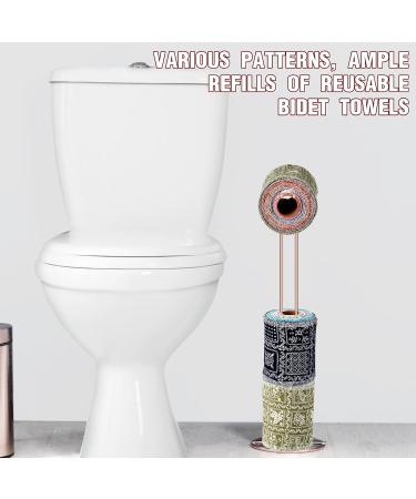 Vitalcozy 50-Pack Reusable Cotton Toilet Towels | Washable Bidet & Paperless Kitchen Towels | Eco-Friendly Vintage Flower Design - Buy Online on SooperMarket.com