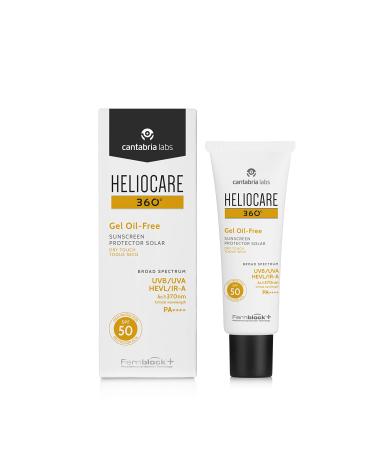 Heliocare 360 Oil-Free Gel SPF50 50ml / Gel Sunscreen For Face/Daily UVA UVB Visible light Infrared-A Anti-Ageing Sun Protection