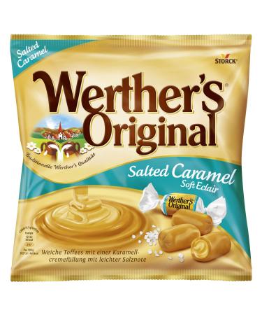 Werther's original Salted Caramel Soft Eclair - 1 x 180g - soft cream fabric with caramel cream filling with a light salt grade 180g (Pack of 1)