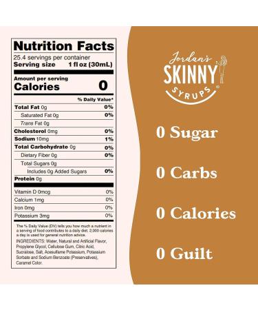 Jordan's Skinny Syrups Sugar-Free Coffee Syrup Hazelnut Flavoring for Chai Latte Protein Shake and More - Zero Calorie Gluten-Free Keto Friendly - 750ml (25.4 Fl Oz) - Buy Online on SooperMarket.com