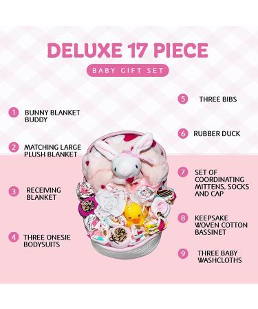 Bassinet New Baby Girl Gift Set  Baby Layette Set with 17-Piece Unique New Baby Essentials for Expecting Moms and New Parents  Pink - Nikkis Gift Baskets - Buy Online on SooperMarket.com