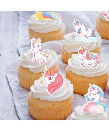 Catelves 80-Piece Unicorn Edible Cake & Cupcake Decorations | Perfect Unicorn Themed Party Supplies - Buy Online on SooperMarket.com