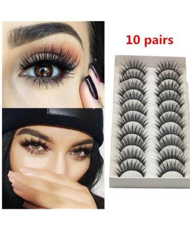 Clearance!Sumen 10 Pair Thick Long Black Cross False Eyelashes Makeup Eye Lash Extension