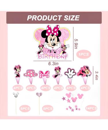 Buy 49-Piece Mini Mouse Cake Decoration Set - Cute Cartoon Topper for Girls' Birthday Parties - Perfect Pink Decor for Cakes - Buy Online on SooperMarket.com