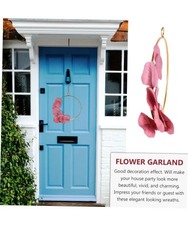 Gadpiparty Iron Craft Wrought Iron Gate Hanging Wreath Rose Pendant Artificial Flower Wall Nordic Decor Wall Hanging Rosy 20x20cm - Buy Online on SooperMarket.com