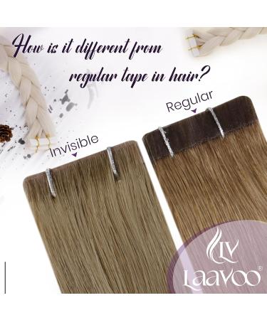 LAAVOO TAPE Extensions | Real Hair Virgin Blonde & Ash Blonde Highlights | Seamless 55cm | Premium Quality 5PCs #P18/613 - Buy Online on SooperMarket.com