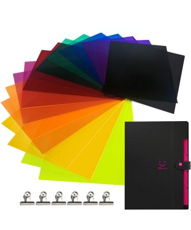 Initial heart 18 Pack Correction Gel Light Filter Sheet Colored Overlays Transparency Color Film Plastic Sheets 11.7 by 8.3 Inches 9 Assorted Colors 2 Sets Multicolored