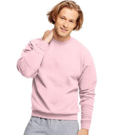 Hanes ComfortSoft Pale Pink Crew Neck Shirt and Charcoal Heather Sweatpants Set for Men - Buy Online on SooperMarket.com