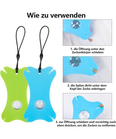 Qaziuy 4-Piece Tick Card Set with Magnifying Glass - Ideal for Pets & People - Durable Elastic Cord - Blue & Green - Buy Online on SooperMarket.com