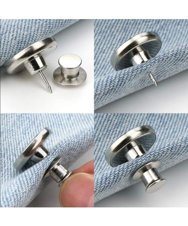 6 Pcs Adjustable Jean Button Pins for Pants - No Sew, No Tools Required | Instant Waist Tightener for Jeans | Reusable and Simple Installation (Style 1) - Buy Online on SooperMarket.com