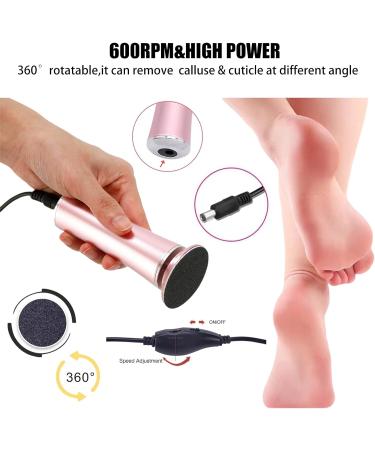 Electric Foot File Callus Remover - Professional Pedicure Tool with Adjustable Speed and 120 Replacement Sandpaper Discs - For Men and Women (Rose Gold) - Buy Online on SooperMarket.com