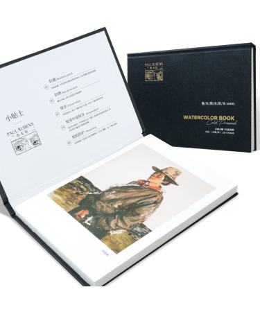 Paul Rubens Watercolor Block, High Absorption, Artist Quality Cold Pressed Watercolor Sketchbook, 100% Cotton 140 lb (300gsm) Sized 7.87x5.43'' for Beginners and Professionals Painters 7.87 x 5.43 Black