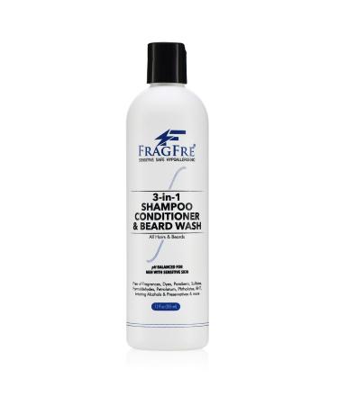 Shampoo Conditioner and Beard Wash for Men 12 oz - Unscented Sensitive Skin 3 in 1 Hair and Beard Cleansing and Conditioning Grooming Product 12 Fl Oz (Pack of 1)