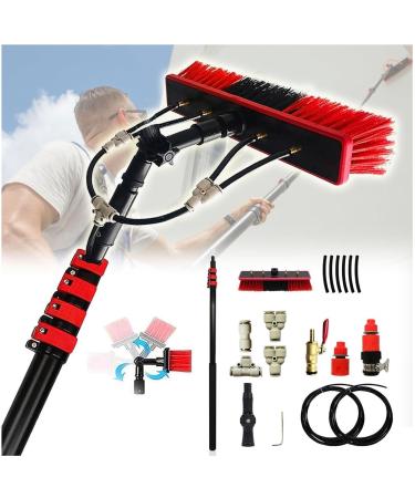 Window Cleaning Pole Water Fed Telescopic Brush Extendable Cleaner Conservatory Roof Suitable For Photovoltaic Panel Cleaning Windows Trucks 35cm Brush Head 6M/21FT