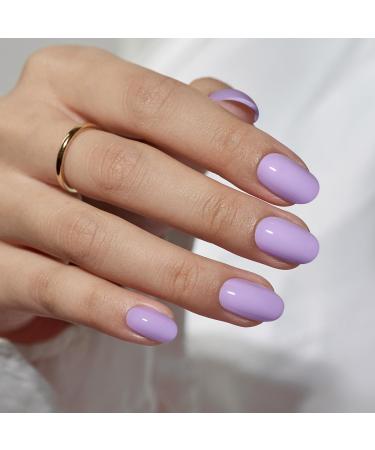 BTArtbox Press On Nails Short - Purple Press on Nails Oval Fake Nail with Nail Glue Reusable Glue On Nails in 16 Sizes Orchid 16-Orchid