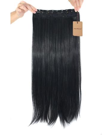 MapofBeauty 23" Long Straight Clip in Hair Extensions Hairpieces (Black) - Buy Online on SooperMarket.com