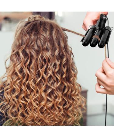 3 Barrel Hair Tools Curling Iron 25mm Ceramic Hair Waver Curler - Fast Heating Curling Wand (Black) - Buy Online on SooperMarket.com