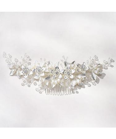 SWEETV Rhinestone Bride Wedding Hair Comb with Pearl Bridal Hair Piece - Handmade Crystal Hair Clip for Women and Girls in Silver - Buy Online on SooperMarket.com