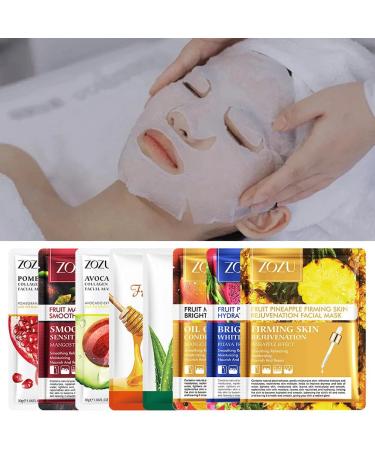 Moisturizing Mask 8 Pieces Fruit Face Mask Face Mask Sheet Moisturizing Facial Tissue Beauty Mask Face Mask Nourishing Soothing Care for All Skin Types Type 2 - Buy Online on SooperMarket.com