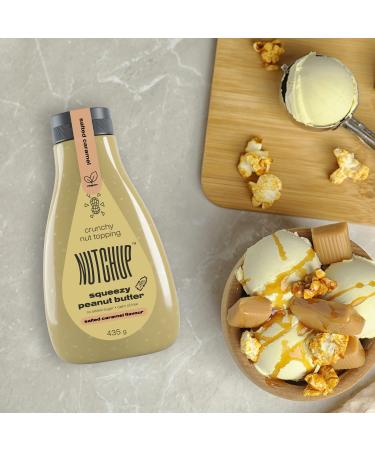 Nutchup Peanut Butter Squeeze Bottle - Creamy Nut Topping for Pancakes Waffles Ice Cream & Pizza | 435g Salty Caramel Delicacy - Buy Online on SooperMarket.com
