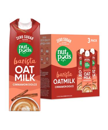 nutpods Cinnamon Dolce Barista Oat Milk - Sugar Free Non Dairy Milk Made from Oats - Keto Oatmilk Barista Blend - 70 calories, Gluten Free, Non-GMO, Vegan, Kosher, 32 fl oz (3-Pack) 32 Fl Oz (Pack of 3)