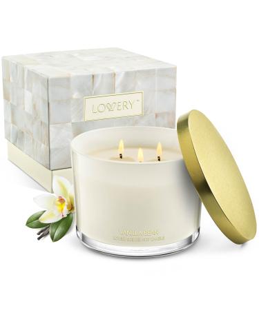 Birthday Gifts for Her 3 Wick Vanilla Candles Gifts for Mom Large Scented Candle Soy Candles Gifts for Women Stress Relief Candle Jar 50 Hours Burning Time Natural Wax Relaxing Aromatherapy