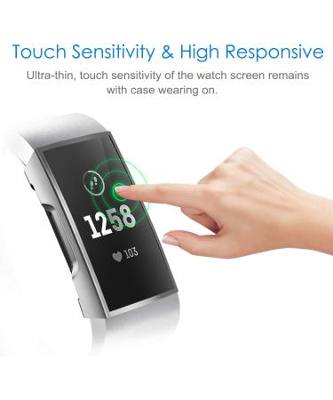 Fintie 3 Pack Screen Protector & Case for Fitbit Charge 3 - Full Protective Bumper Shell in Black, Clear, Silver - Buy Online on SooperMarket.com