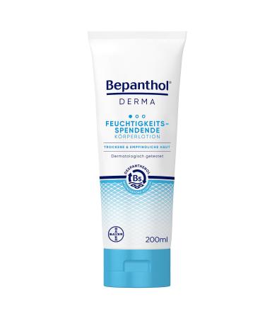 Bepanthol derma moisturizing body lotion body care for sensitive and dry skin dermatologically tested moisture cream with dexpanthenol 200 ml tube 200 ml (1 Pack)