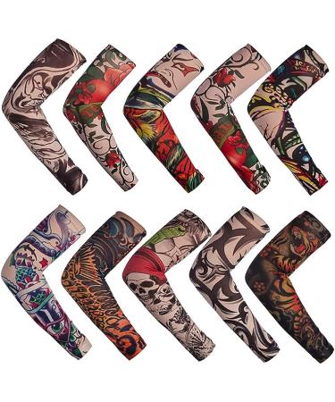 Kirozanny 12pcs Art Fake Temporary Tattoo Sun Protection Compression Arm Sleeves - Random Color - Buy Online on SooperMarket.com