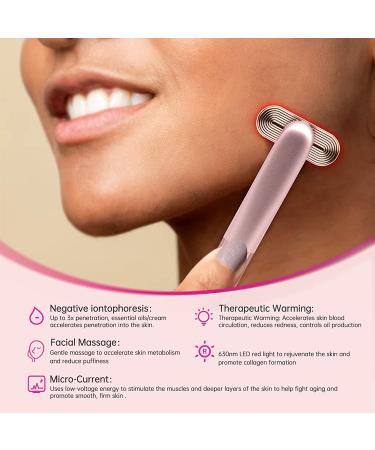 USUIE 4 in 1 Facial Wand - Red Light Therapy Facial Massager for Face and Neck - Reduce Wrinkles & Anti-Aging Tools - Pink - Buy Online on SooperMarket.com