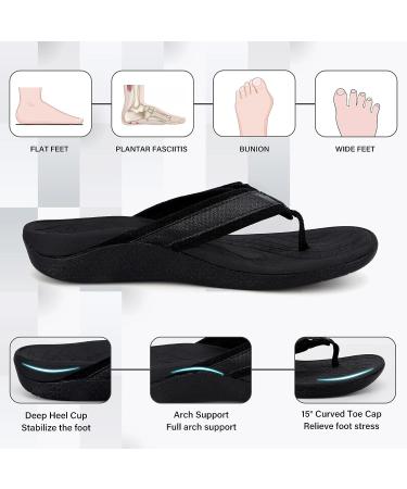 V.Step Adjustable Orthopedic Flip Flops with Arch Support | Plantar Fasciitis Sandals - Black M10/W11 - Buy Online on SooperMarket.com