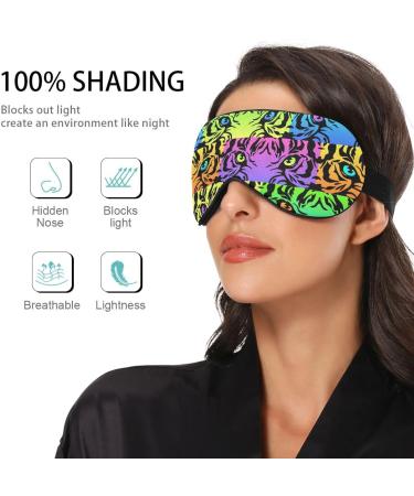 Haskirky Light Blocking Eye Mask for Men and Women - Breathable, Adjustable, Suitable for Travel, Yoga, Meditation - Comfortable Office deep Sleep Mask - Neon Tiger Eyes - Buy Online on SooperMarket.com