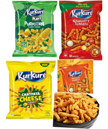 Kurkure Mix Perfect for Snacking (Pack Of 4) Delicious Tasty And Twisty Treat Tea Snacks Share With Family And Friends Sold By Kidzbuzz (Kurkure Yummy Cheese Puffcorn) - Buy Online on SooperMarket.com
