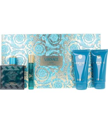 Versace Eros for Men - 4 Pc Gift Set 3.4oz EDP Spray 2.5oz Shower Gel 2.5oz After Shave Balm 0.33oz EDP Spray