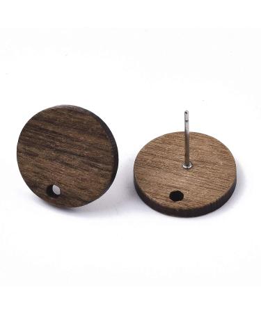 Pandahall 20 Pairs Walnut Wood Flat Round Earring Findings, Coconut Brown Dangle Stud Pendants - DIY Wooden Earrings Making - Buy Online on SooperMarket.com