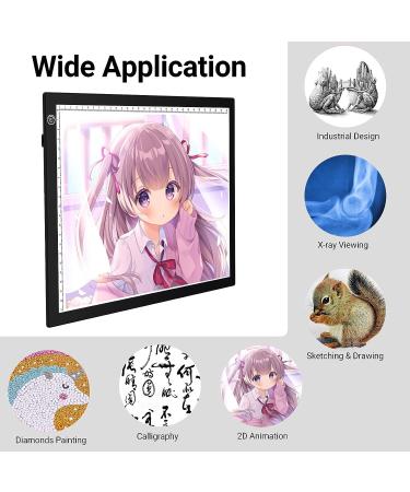 RTjoy A4 LED Light Pad | USB Powered Drawing Board with Adjustable Brightness | Ideal for Diamond Painting, Weeding Vinyl, and More | Black A4 Light Pad - Buy Online on SooperMarket.com