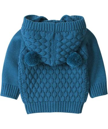 Puseky Baby Knit Sweater with Hooded Ears - 6-12 Months, Denim Blue - Buy Online on SooperMarket.com