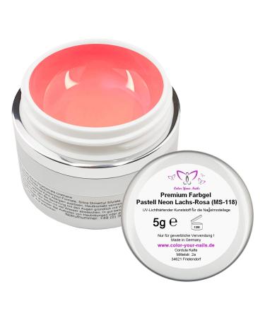 5g Premium PASTEL Neon Color Gel Salmon Pink (MS-118) high coverage in 1 layer