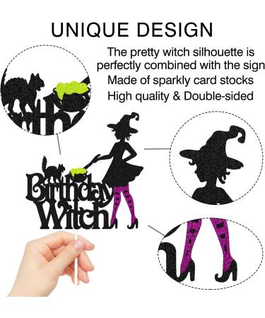 Halloween Birthday Witch Cake Topper for Ghost Bat Cat Themed Girl Lady Women Happy Halloween Birthday Cake Decoration Witches Autumn Fall Season All Souls' Day Bday Party Celebration Supplies - Buy Online on SooperMarket.com