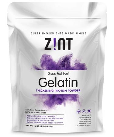 Zint Grass-Fed Beef Gelatin Thickening Protein Powder 16 oz (454 g)