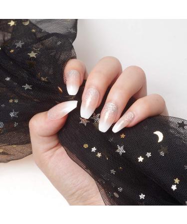 SIUSIO 240 Pcs Ombre French Coffin Nails - Full Cover UV Top Coat Acrylic Nail Art Tips Set (Holo Glitter) - Ship Worldwide - Buy Online on SooperMarket.com