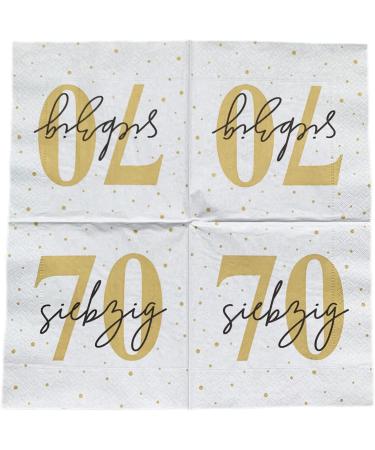 20 Premium 33x33 cm Napkins for 70th Birthday - Elegant White Gold & Black Design - Perfect for International Shipping - Buy Online on SooperMarket.com